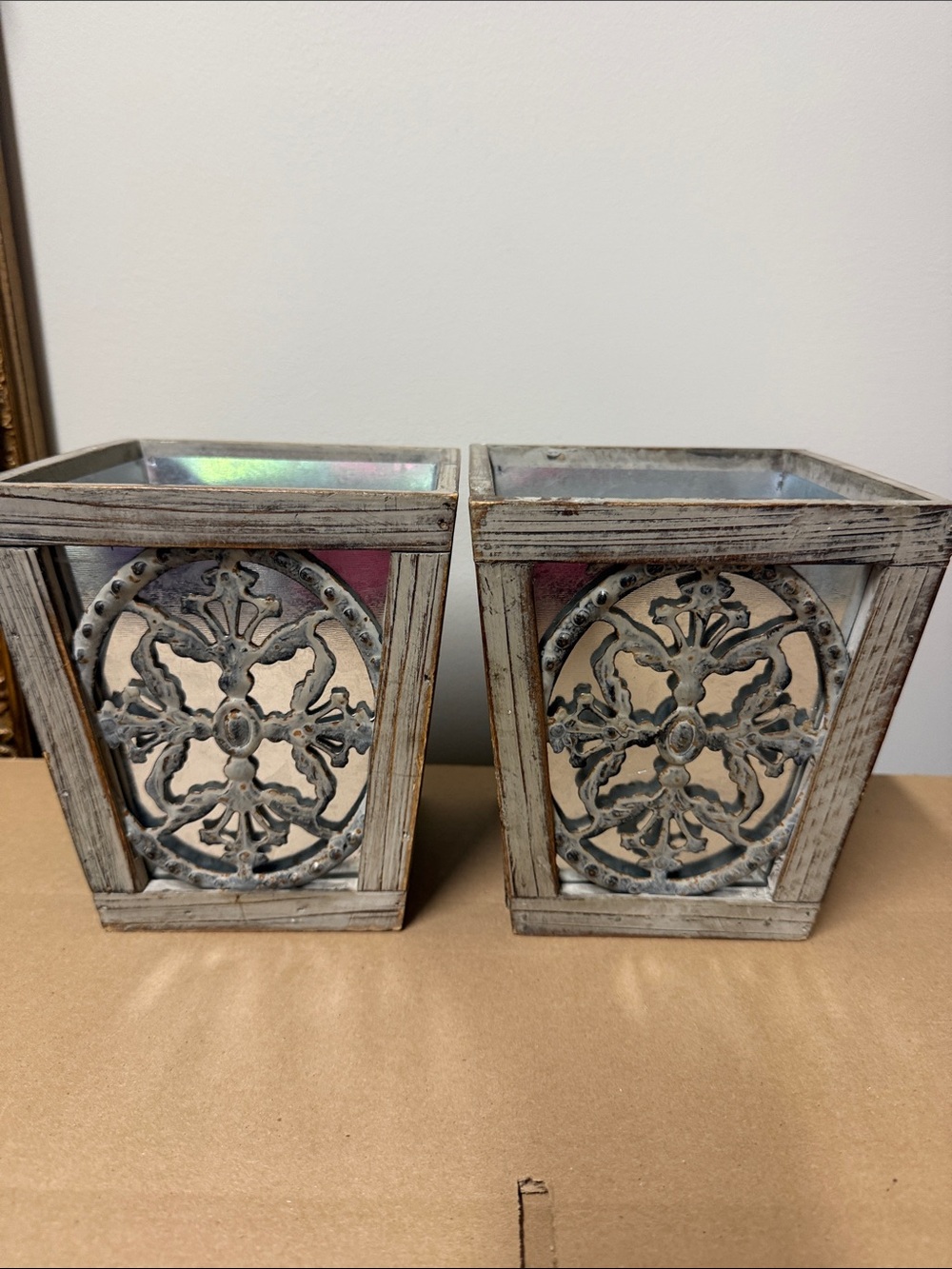 Rustic Wood & Tin Planters